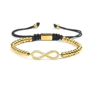 Forever Love Infinity Bracelet Gold and Silver Cz Beads Bracelet con joyas de acero inoxidable de 4 mm para parejas2630