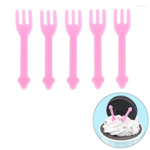 Fourchettes 5pcs fourchette rose fruits enfants gâteau dessert choisir cure-dents bento déjeuners décoration mini plastique