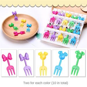 Forks Household Cartoon Fruit Fork Creative Children's Animal Cute Plastic Set Lunch Sign Small Family Kitchen Utensils