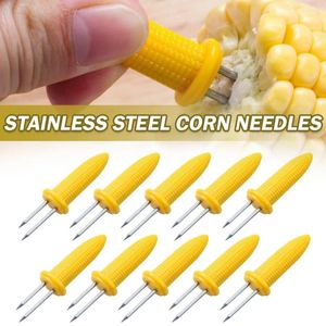 Fourks Jumbo Corn sur les supports de COB Holders en acier inoxydable BBQ Twin Prongs Sweet-Corn Sweder Fork Kitchen Tools 10pcs / pack