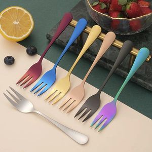 Forks Tea Set en acier inoxydable Small Fork Gold Fruit Dessert For Cake Snack Black Salad Minange