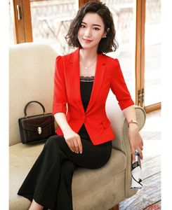Office formel dames Red Blazer Women Business Suits Pant et veste Ensembles de vestes Travaux de travail Pantalon de deux pièces pour femmes à manches