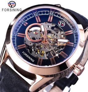 Forsining Rose Golden Case Genuine Leather Belt Men Fashion Wall Withing Manic Mechanical Skeleton Watches Top Brand Luxury95514448