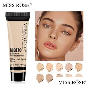 Fundación Miss Rose Base profesional Mate Líquido Maquillaje Impermeable Cara Corrector Cosméticos Reparación Maquillaje Drop Entrega Salud Be Dhw3E