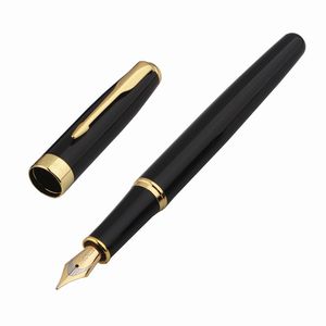 Stylos plume BAOER 388 Black Business Metal Pen Nib Medium Gold Trim Clip Fournitures scolaires 230707