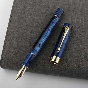 Plumas estilográficas JinHao 100 Pluma estilográfica Acrílico Negocios azul Spin Arrow # 6 35 Nib Fude Caligrafía Suministros de oficina Pluma de tinta dorada HKD230904