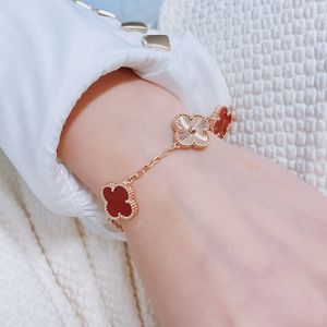 Brazalete de trébol de cuatro hojas Hecho de conchas naturales y ágata natural Chapado en oro 18K diseñador para mujer T0P Advanced Materials Diseñador de marca de tamaño europeo 016