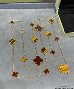 collier trèfle à quatre feuilles Natural Shell Gemstone Gold Plaqué 18K designer pour femme T0P plus haut compteur Advanced Materials cadeaux premium 666
