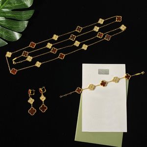 collier de costume de trèfle à quatre feuilles Natural Shell Gemstone Gold Plated 18K designer pour femme T0P cadeau d'anniversaire de style classique de qualité supérieure 001