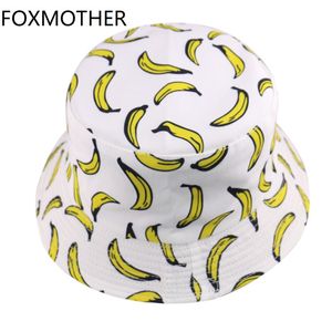 FOXMOTHER New Summer Black Navy Banana Fisherman Caps Bucket Hat Women Summer