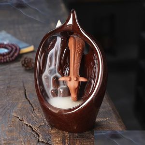 Fragrance Lamps Ceramic Giraffe Backflow Incense Burners Meditation Smoke Fountain Waterfall Living Room Desk Buddhist Zen Decorfragra Dhti1