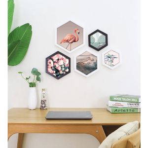 Cadre Photo hexagonal créatif, polygone Culture, mur Photo, salon, entreprise, école, décoration ronde, combinaison de losanges