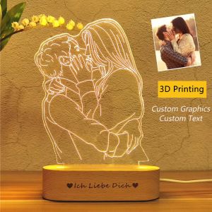 Cadre Photo personnalisé USB avec lumière Led 3D, pour salon, chambre à coucher, décoration de noël, cadeau, texte Photo personnalisé