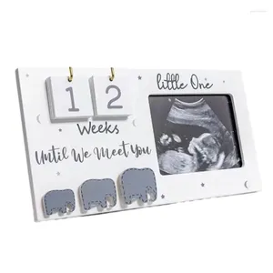 Cadres 1 pièce bébé premier scan Po annonce de grossesse cadeaux blanc bois sonogramme cadre photo compte à rebours semaines