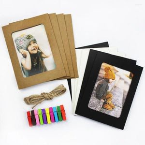Frames 10pcs DIY Craft Paper PO Cadre avec clips et mur de corde Picture de suspension du mariage Home Decor Joyeux anniversaire