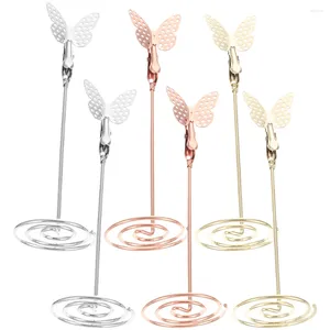 Cadres 6 pcs Rose Gold Butterfly Porte-notes Bureau Carte de visite Porte-numéros de table en métal