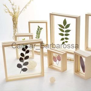 Frames Créative Wood Photo Frames Ourope Double-Side Verre Picture Picture Duy Flears Séchée Feuilles Spécimen Box Ornement Ornement décor X0715