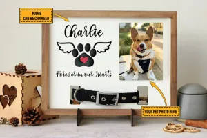 Frames Mémorial personnalisé Pet Photo Frame Collier en bois Signe de panne