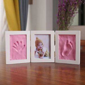 Frames Cadre photo bébé mignon 3D Imprimée à main bricolage Air Air séchage Soft Clay Footprint Kids Casting Hand Inkpad Finger