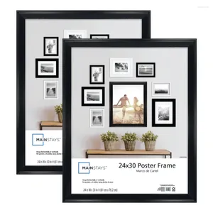 Frames Mainstays Lot de 2 cadres photo et affiches biseautés 24 x 30 cm Noir