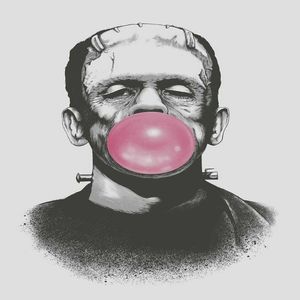 Frankenstein soplando un gran chicle rosa, pinturas de burbujas, película artística impresa, póster de seda, decoración de pared del hogar, 60x90cm227I