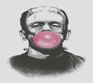 Frankenstein soplando un gran chicle rosa, pinturas de burbujas, película artística impresa, póster de seda, decoración de pared del hogar, 60x90cm3479001