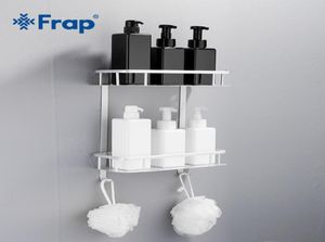 Frap Nouvelles étagères de salle de bain Espace Aluminium 2 niveaux Étagère d'angle Caddie de douche Rangement Panier de shampoing Support de cuisine mural Y380152 T205190149