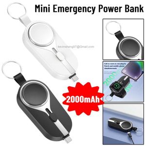LOGO personnalisé gratuit 5V 3000mah Power Banks Mini porte-clés sans fil Emergency Pover Bank Phone and Watch Emergency Power avec prise rétractable