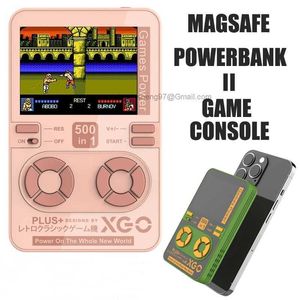 Banque de batterie LOGO rétro personnalisée gratuite Mini jeux vidéo portables 500 jeux intégrés Console de jeu portable 5000mAh Banque de puissance magnétique sans fil pour iphone 14 13