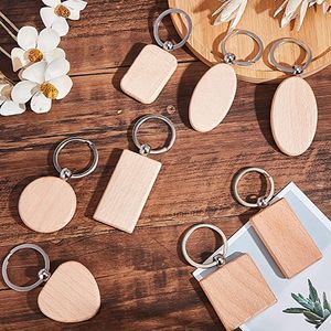 Gratuit DHL Blanc Porte-clés En Bois Pendentifs Ronds Personnalisé Porte-clés En Bois De Voiture Rectangle Porte-clés Fournitures pour DIY Artisanat Faire Kimter-G199F