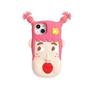 DHL libre al por mayor 3D Girl Pout Adorable funda de silicona para iPhone 14 Pro Max 11 12 13 Pro Max Cute Cartoon a prueba de golpes suave contraportada