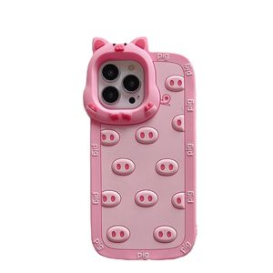 Gratuit DHL gros dessin animé cochon 3D étui pour iphone 14 Plus 13 12 11 Pro Max 13pro 14pro fille mignon doux silicone rose couverture de téléphone