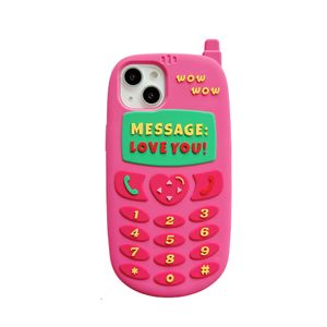 DHL gratuit gros dessin animé mignon doux rose amour coeur téléphone téléphone cas enfants fille cadeau Silicone 3D étui pour Iphone 11 12 13 14 Pro Max