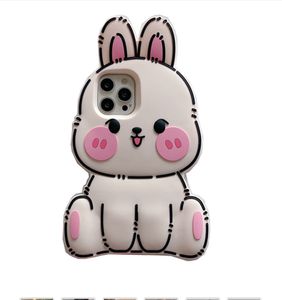 DHL gratuit en gros INS Cartoon 3D rose visage lapin étui en silicone pour iphone 14 13 12 11 Pro Max Kid antichoc silicagel couverture souple