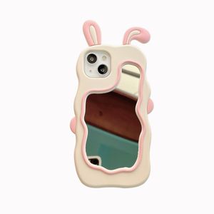 DHL gratuit en gros INS Rabbit Ears Silicone 3D Case miroir étui en silicone pour iphone 14 13 12 11 Pro Max Kid Antichoc silicagel Soft Cover