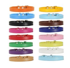 Personalización gratuita Cuero liso Color sólido Collares para perros Cachorro Perro Gato Collar Pequeño Mediano Grande Extra Grande F0425