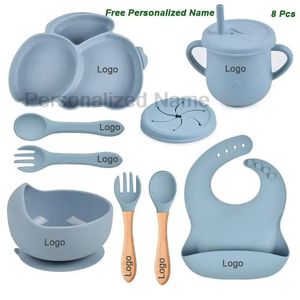 Nom personnalisé gratuit bébé silicone lapin divisé plaque ensemble de bébé alimentation alimentaire bpa bobs bobs gaspilles cuillères cuillères cuillères