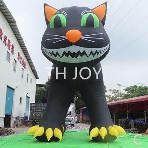 Actividades al aire libre de barco gratuito 12m-40 pies High Giant Inflable Halloween Black Cat for Lawn Decoration