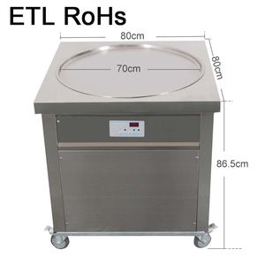 ETL CE Expédition gratuite à porte Équipement de cuisine USA EU 70 cm Pan Roll Machine Fried Ice Cream Maker avec réfrigérant complet