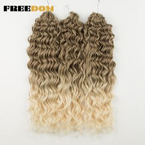 FREEDOM Synthetic Hair Water Wave Braid Twist Crochet Hair Ombre Pink Ginger Curly Wave Braiding Extension Cosplay 0618