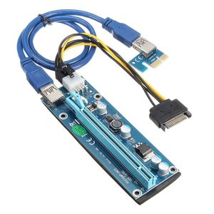 Freeshiping 5pcs Date 60CM USB 3.0 Carte PCIE 15 broches PCI-E Express 1X to16X Extender Riser Card Board Adaptateur Câble SATA 15 broches Câble d'alimentation