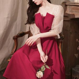 Robes mi-longues élégantes françaises, mode coréenne, robe de soirée, mariage, Vintage, robes d'été Chic, 220317