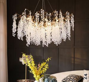 Lampe à suspension de luxe à la française, branche d'arbre, Villas, lustre de Restaurant, plein cuivre, lustres en cristal à LED MYY
