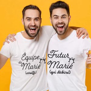 Équipe française Groom Squad Evg T-shirt Groomsman Man Tops Amis Mariage Bachelor Party Tees Brother Single Adieu T-shirts 240329