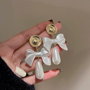 Boucles d'oreilles pendantes en forme de goutte d'eau pour femmes, bijoux de tempérament français, avec nœud de Niche, mode coréenne, cadeau quotidien de fête d'anniversaire