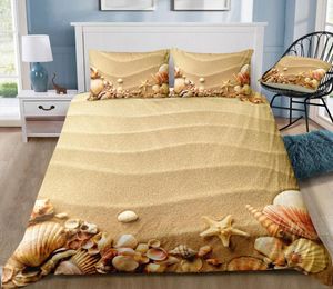 Juego de ropa de cama con estampado de mar fresco en la playa rey King 3d Shell Vivet Cover Queen Home Textile Doble Single Bed Set con caja de almohada 3PCS6089666