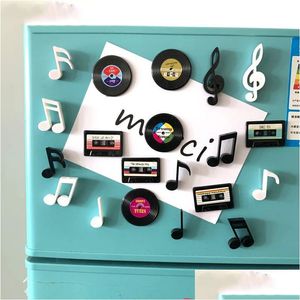Aimants pour réfrigérateur 4pcs / Set Creative Magnet Réfrigérateur Autocollant / Mignon Nostal Cassette Disc 3D Sticker Tape Record Design Embellir Decor Dhnri