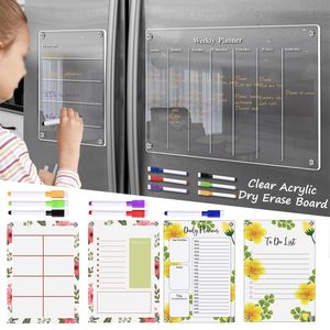 Aimants pour réfrigérateur Acrylique transparent Tableau de calendrier magnétique Planificateur Quotidien Hebdomadaire Mensuel Aimant pour le bureau de l'école à domicile 230616