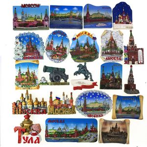 Aimants pour réfrigérateur Russie Mockba Souvenir touristique du monde culturel Fefrigerator Magnet 3d dessiné à la main Creative Ménage Parure Résine 230729