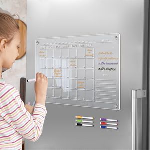 Aimants pour réfrigérateur autocollant calendrier tableau planificateur calendrier réutilisable Transparent acrylique Message Menu liste de tâches 230824